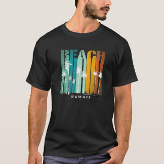 T-shirt Retro Vintage Hawaii HI Beach Palms Surf vacances