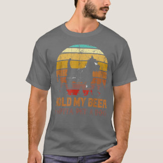 T-shirt Retro Vintage Holding Ma Bière Je Dois Pet Ce Chie