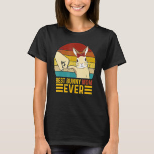 T-shirt Retro Vintage Leopard Best Bunny Maman Ever Rabbit