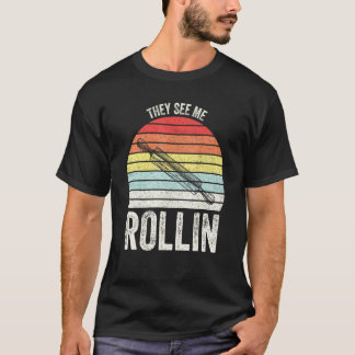 T-shirt Rétro Vintage On Me voit Rouler Rouleau à pâtisser