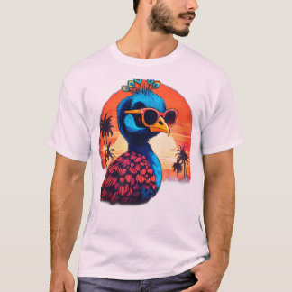 T-Shirt Retro vintage Peacock Conception : Sunset
