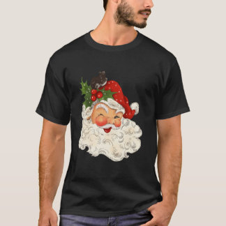 T-shirt Retro Vintage Père Noël Winking Funny Noël
