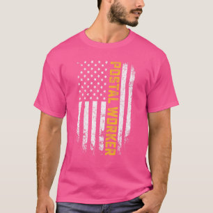 T-shirt Retro Vintage Postal Worker American Flag Us Posta