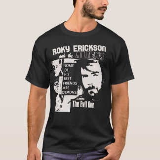 T-shirt Retro Vintage rouge foncé Roky Erickson Long Manch