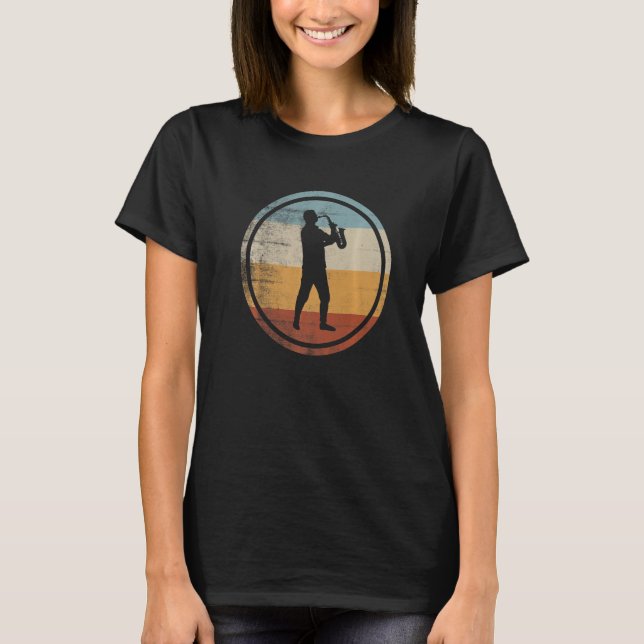 T-shirt Retro Vintage Saxophone Saxophonist   (Devant)