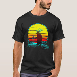 T-shirt Retro Vintage Sunset Bière Ours Cerf