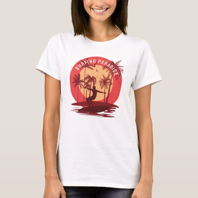 T-Shirt Retro vintage Surfing paradis (Devant)