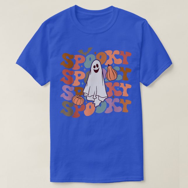 T-shirt Retro Vitnage Éffrayant Fantôme Citrouille Funny H (Design devant)