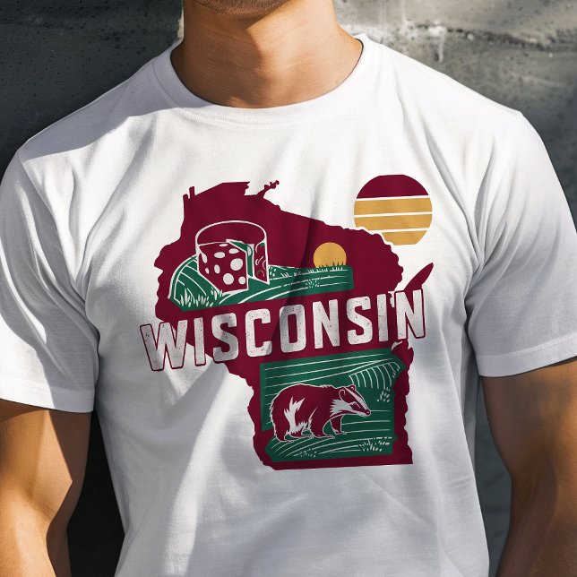 T-shirt Retro Voyage Iconic Wisconsin Graphisme (Créateur téléchargé)