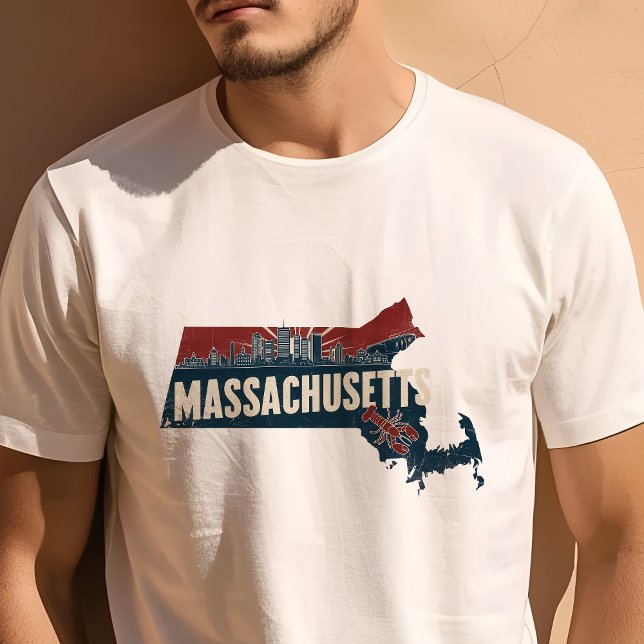 T-shirt Retro Voyage Iconique Massachusetts Graphique (Créateur téléchargé)