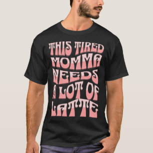 T-shirt Retro Wavy Font Maman Fonctionne Sur La Caféine Fa