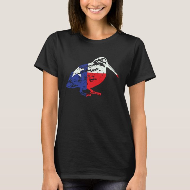 T-shirt Retro Woodcock Hunter Texas Drapeau Bogsucker Hoku (Devant)