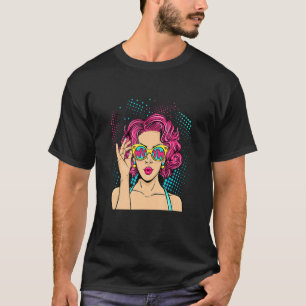 T-shirt Retro Wow Glass célèbre violet rose 60's 70's 80's