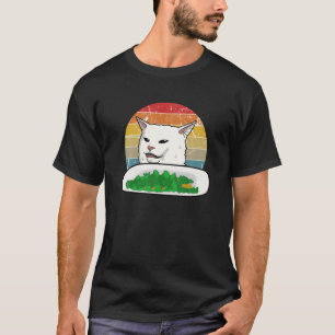 T-shirt Retro Yelling Confused Cat Internet Mème Vegan Ki