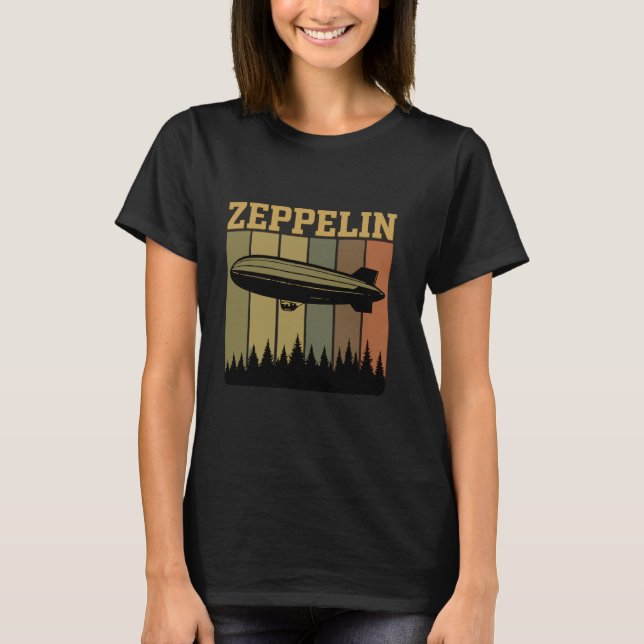 T-shirt Retro Zeppelin 70s 80s Dirigible Airship Zepelin Z (Devant)