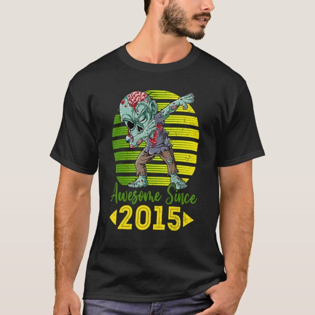 T-shirt Retro Zombie Dabbing Awesome depuis 2015 7ème Anni (Devant)