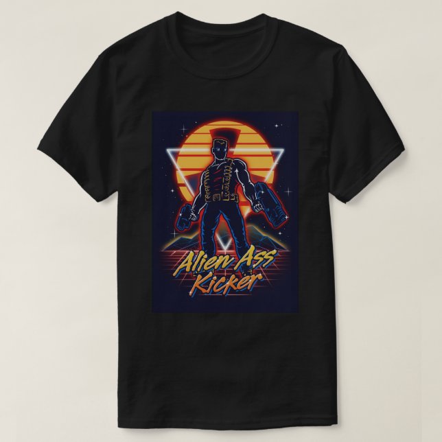 T-shirt Rétroonde néon des années 80 du duc Nukem (Design devant)