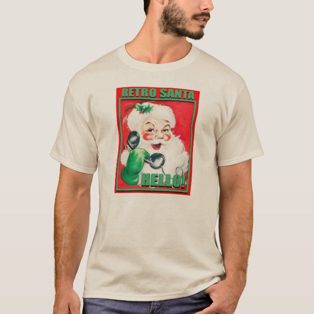 T-shirt RetroSantaHello-MensHanesNanoTee (Devant)