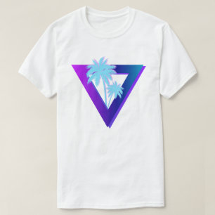 T-SHIRT RETROWAVE SYNTHWAVE PALMIERS TRIANGLE CHEMISE