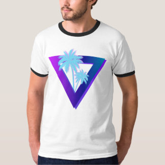 T-SHIRT RETROWAVE SYNTHWAVE PALMIERS TRIANGLE SONNERIE