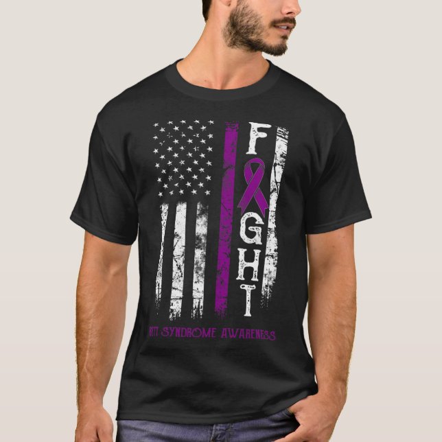 T-shirt Rett Syndrome Guerrier Us Drapeau Décerné Syndrome (Devant)