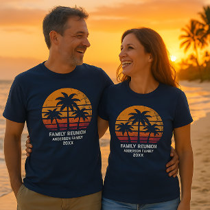 T-shirt Réunion de famille Coucher de soleil rétro assorti