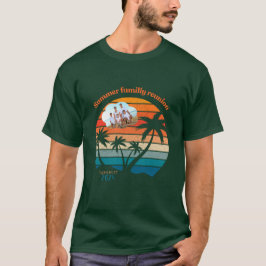 T-shirt Réunion en famille Summer Sunset Beach Palmier