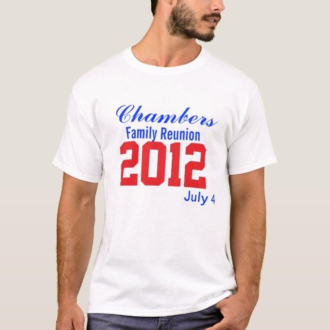 T-shirt Réunion Familiale (Rouge, Blanc, Bleu) (Devant)