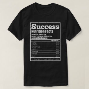 T-shirt Réussite Étiquette des faits nutritionnels 