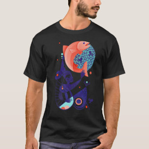 T-shirt Rêve de Poisson Rouge Créature de Fantaisie Bleue