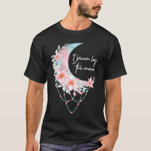 T-shirt Rêve par le capteur de lune bleu lys fleurs roses