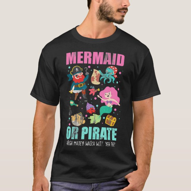 T-shirt Révélation De Genre De Sirène Ou De Pirate  (Devant)