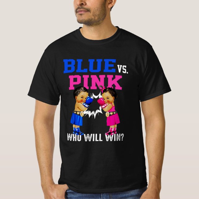 T-shirt Révéler le genre Bleu vs rose ethnique Boxing Babi (Devant)