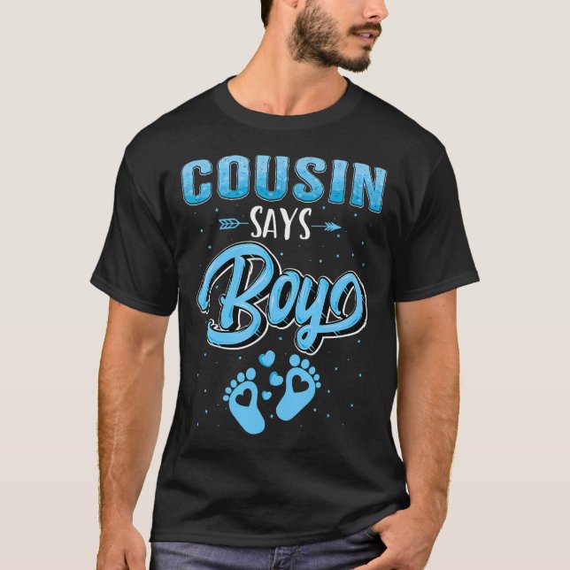 T-shirt Révéler le genre Cousin dit Garçon bébé jumelage f (Devant)