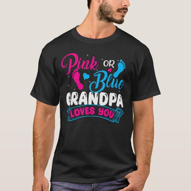 T-shirt Révéler le genre Grand-père rose bleu grand-père v (Devant)