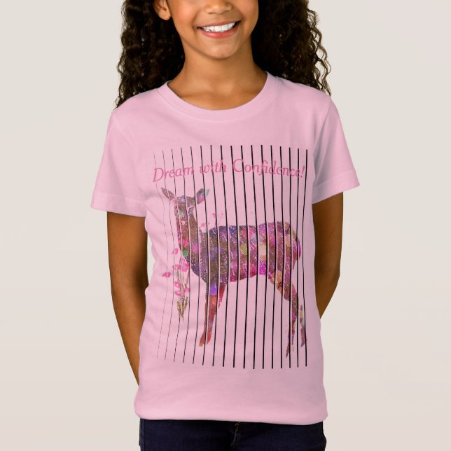 T-shirt Rêver avec confiance Cerf et Fleurs (Devant)