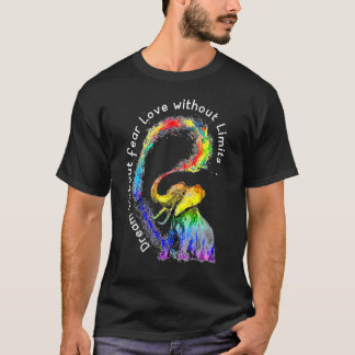 T-shirt Rêver sans peur Amour Eléphant Lgbt Fierté Cravate
