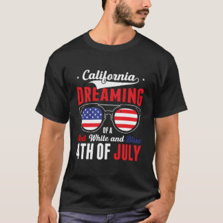 T-shirt Rêverie californienne d'un 4 juillet rouge blanc e