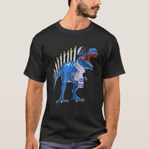 T-shirt Rex Dinosaur Menorah Hanoukka Funny Holiday Chanuk