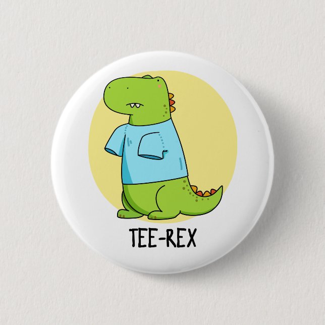 T-Shirt Rex Funny TShirt TRex Dinosaur Pun Button (Vorderseite)