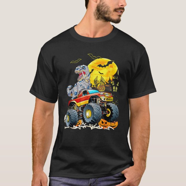 T-shirt Rex Saurus équitation Monster Camion Halloween heu (Devant)
