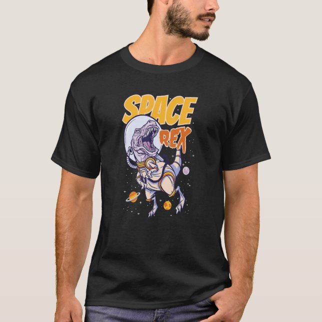 T-shirt Rex Spatiale Portant Un Casque Spatial Avec Planèt (Devant)