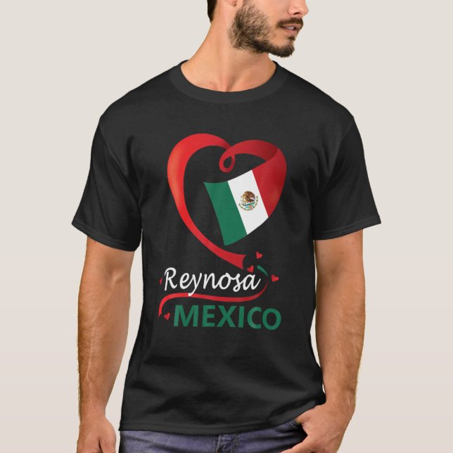 T-shirt Reynosa Tamaulipas Mexique Drapeau cardiaque Mexic (Devant)