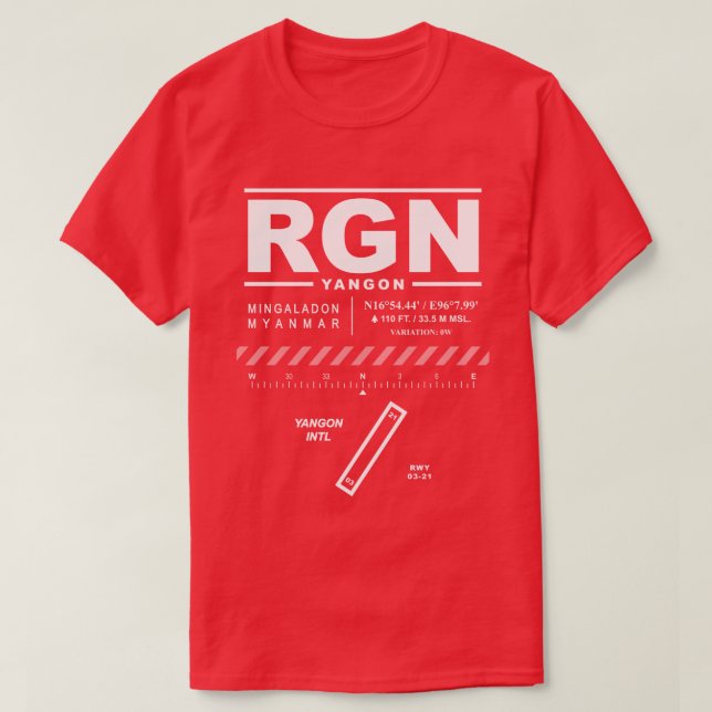T-shirt RGN de l'aéroport international de Yangon (Design devant)