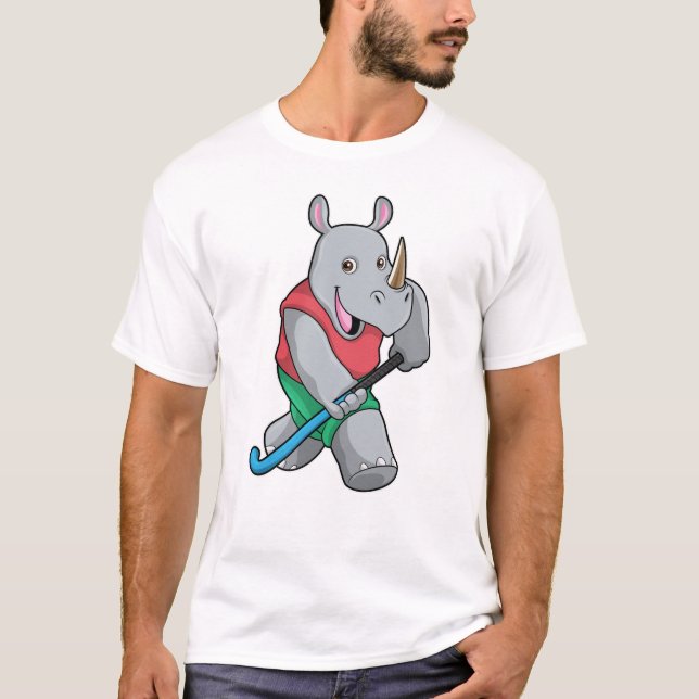 T-shirt Rhino à Hockey avec chauve-souris de hockey (Devant)