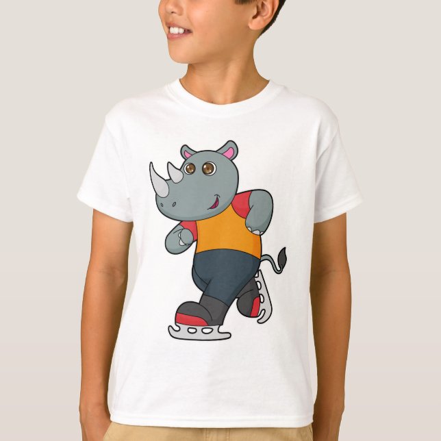 T-shirt Rhino at Ice skating with Ice skates (Devant)