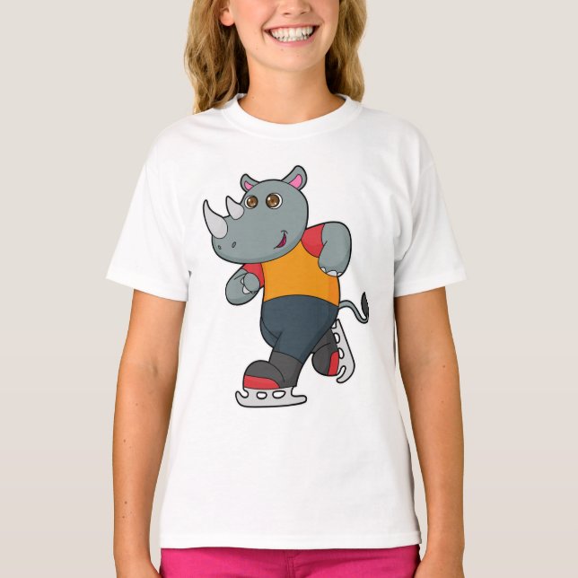 T-shirt Rhino at Ice skating with Ice skates (Devant)