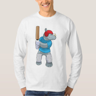 T-shirt Rhino au cricket avec chauve-souris de cricket