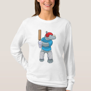 T-shirt Rhino au cricket avec chauve-souris de cricket
