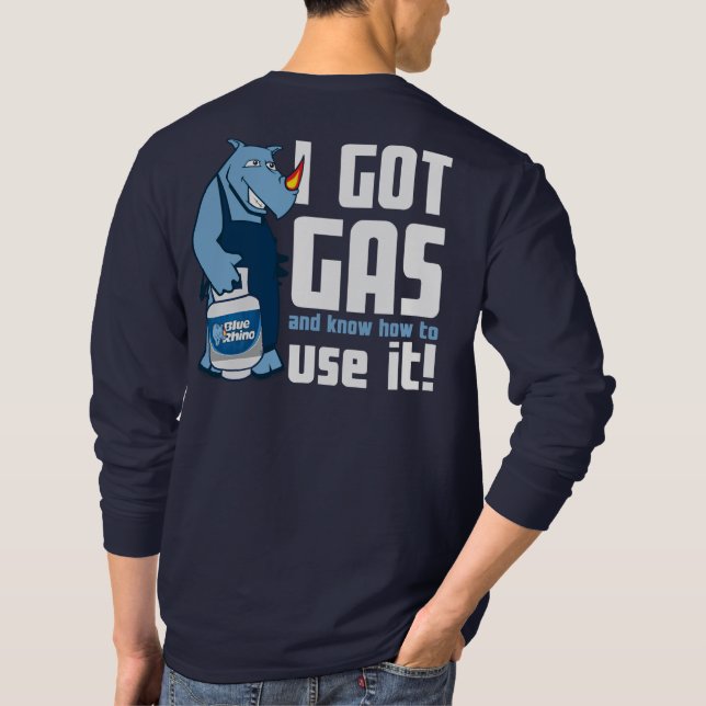 T-shirt Rhino Bleu : "J'ai du gaz" Dormir long hommes (Dos)